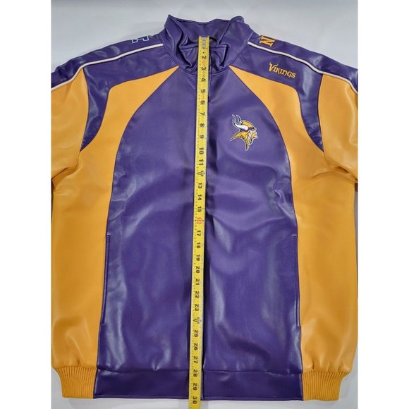 Minnesota Vikings Faux Leather Varsity Jacket Coat Official 2008 NFL Sz L EUC - Picture 11 of 11